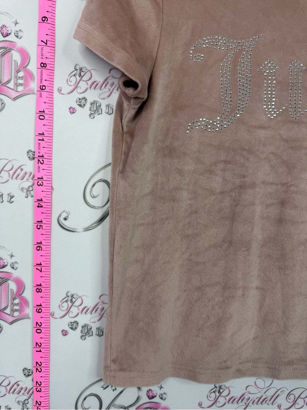 Juicy Couture shirt rhinestone Rose Brown Velour Logo Tee View 3